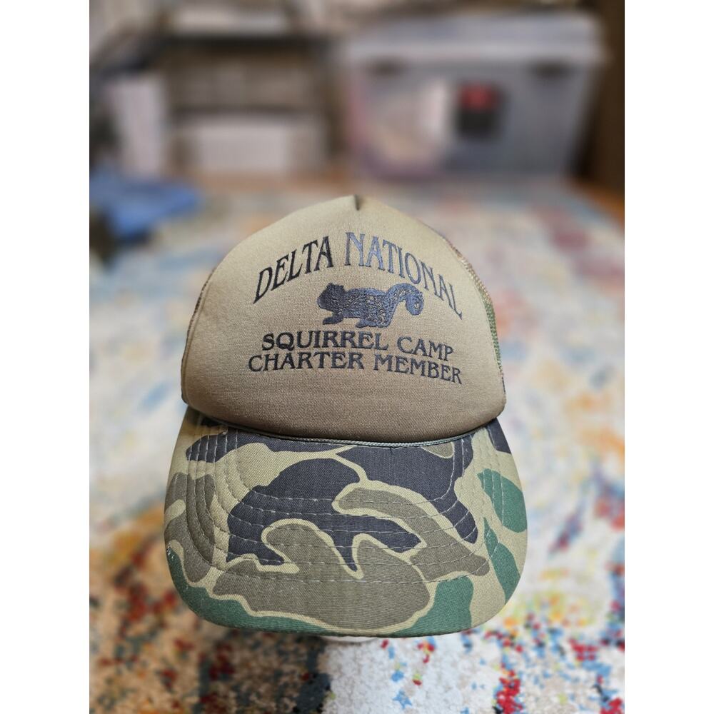 Vintage 90's Woodland Camo Mesh Trucker Snapback Baseball Cap Hat Hunting